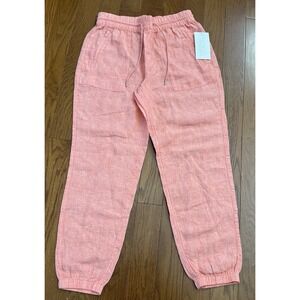 Athleta Retreat Linen Pant Size 8 Soft Coral Sunset Jogger Pockets NEW